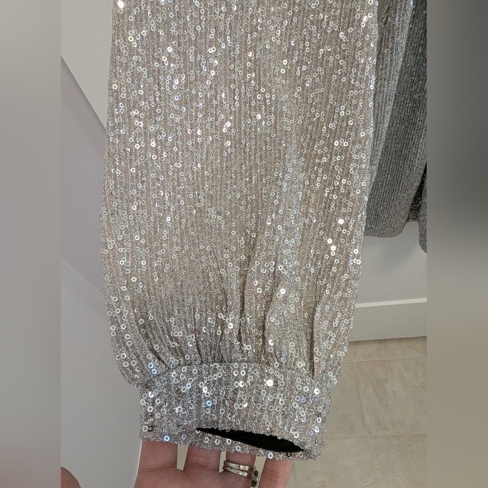 Dynamite Shimmering Silver Sequin Dress - Picture 7 of 8